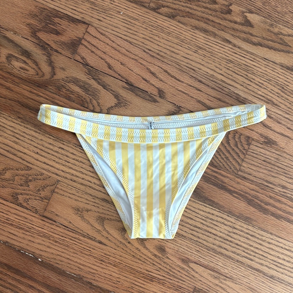 Reformation XS yellow and white striped bikini bottom